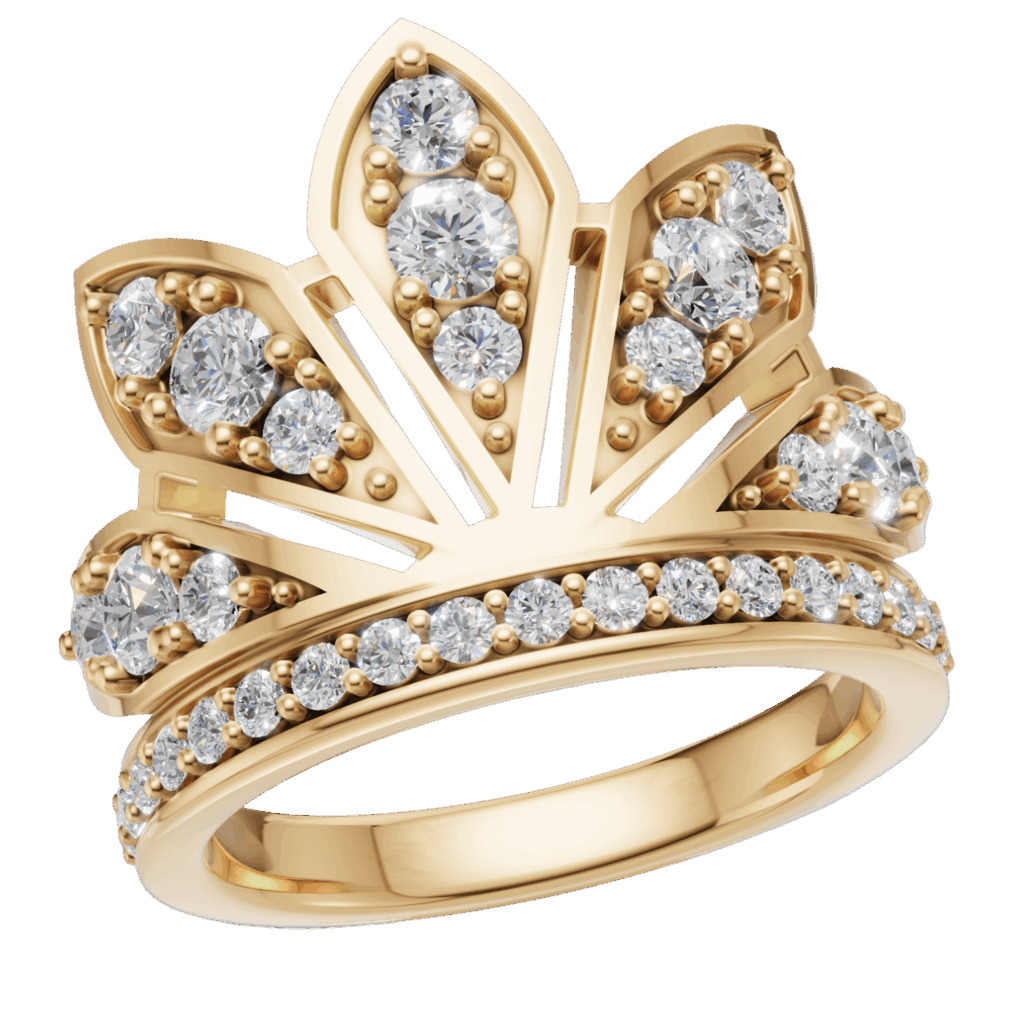 Crown Diamond Ring in Yellow Gold